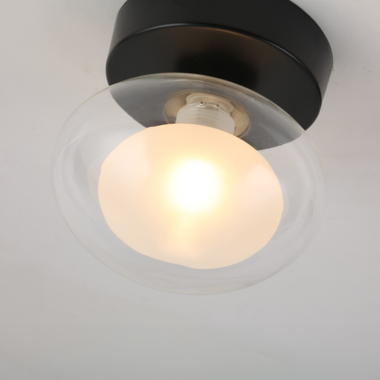 Galaxy 1 Light Wall & Flush Ceiling Light - Black & White Glass - Image 3