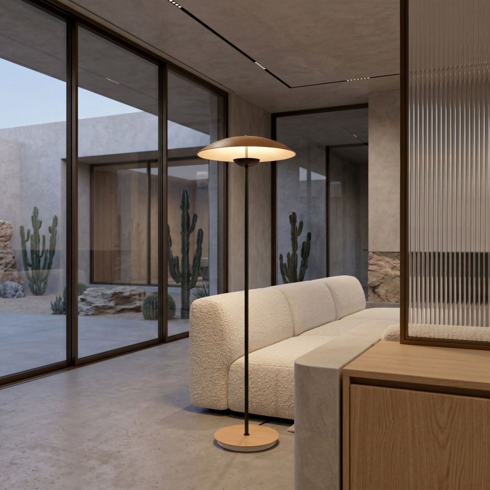 Ginger LED Floor Lamp - Black & Wood Veneer - Image 3