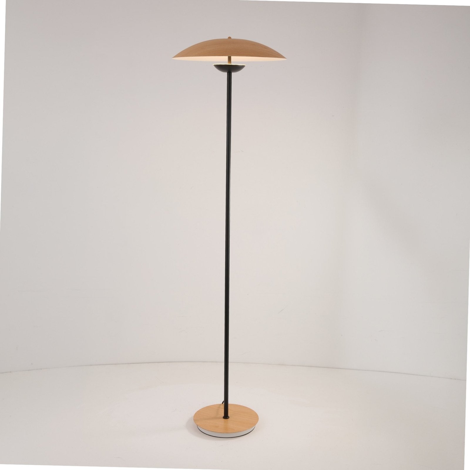 Ginger LED Floor Lamp - Black & Wood Veneer - Image 2