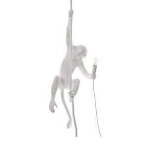 The Monkey 1 Light Ceiling Pendant - White Resin