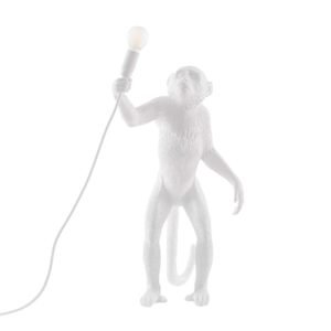 The Monkey Standing Table Lamp - White Resin