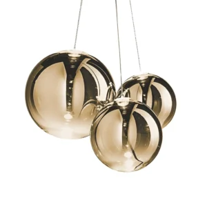 Diverso 3 Light LED Glass Globe Cluster Pendant - Gold — white background product view