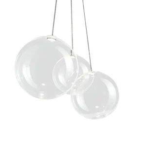 Diverso 3 Light LED Cluster Pendant - Clear Glass Globes — white background product view